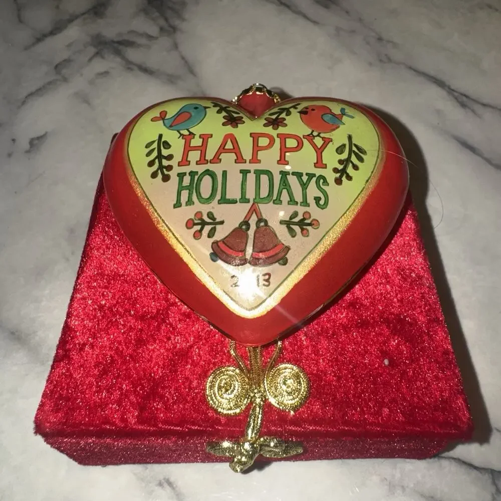 Pier‎ 1 Imports 2013 Glass Christmas Ornament Gnome Elf Heart Li Bien Handmade